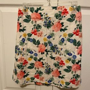 NWT Old Navy size small floral linen blend mini skirt white skirt colored floral